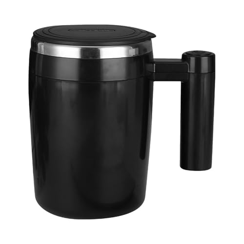 Septpenta Automatischer Rührbecher, Automatischer Rührbecher aus Edelstahl mit Deckel, Rotierender Rührbecher für Zuhause, Büro, Reisen, Zum Rühren von Kaffee, Schokolade, Milch, Protein, Ka (Black) von Septpenta