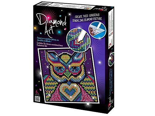 MAMMUT 8181609 - Diamond Art Bastelset, Eule, Komplettset mit Styropor-Unterlage, Bildvorlage, Strass-Steinchen, Stift und weiterem Zubehör, Kreativset für Kinder ab 8 Jahre von Mammut Spiel & Geschenk