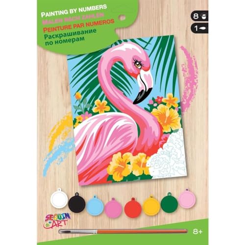 Mammut 8222005 SEQUIN ART Malen nach Zahlen Flamingo, Komplettset mit Farben, Pinsel, Vorlage udn Anleitung, alset für Kinder ab 8 Jahre von Mammut Spiel & Geschenk