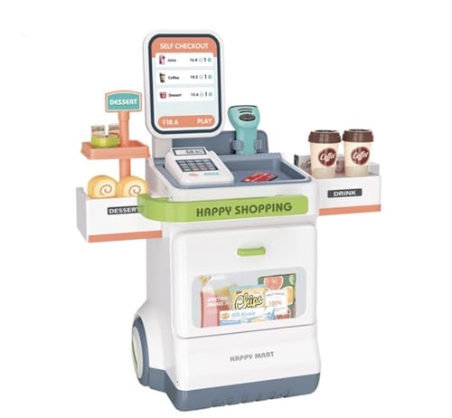 Serena&Jewel 47 Stück Pretend Play Kasse Spielzeug mit Taschenrechner, Einkaufstasche, Scannern, Kreditkarten, Lebensmittelspiel Lebensmittelset und mobilem Wagen - Vorschulgeschenke für Kleinkinder, Serena&Jewel 47 Stück Pretend Play Kasse Spielzeug mit Taschenrechner, Einkaufstasche, Scannern, Kreditkarten, Lebensmittelspiel Lebensmittelset und mobilem Wagen - Vorschulgeschenke für Kleinkinder, von Serena&Jewel