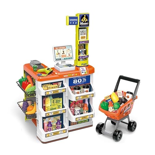 Serena & Jewel Supermarkt-Set Rollenspielgeschäft mit Einkaufswagen für Kinder, Kasse, tolles Geschenk für Kinder von Serena&Jewel