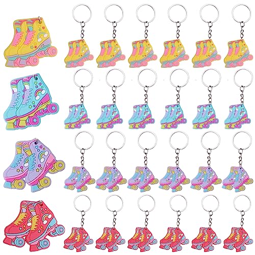 Serencatcher Rollschuh-Schlüsselanhänger, Rollschuh Party Favors mit 24pcs Schlüsselanhänger für 80er Jahre Thema Rollschuhlaufen Geburtstag Party Supplies 90s Throwback Party Hip Hop Party von Serencatcher