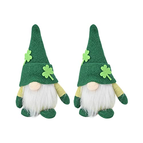 2 Stück St. Patrick's Day Zwerg-Dekoration, Zwergen-Puppe, handgefertigt, niedlich, gesichtslos, grüner Hut, St. Patrick's Day Ornament, Plüsch-Zwergpuppe für Saint Paddy Day, (Frauen) von Serlium