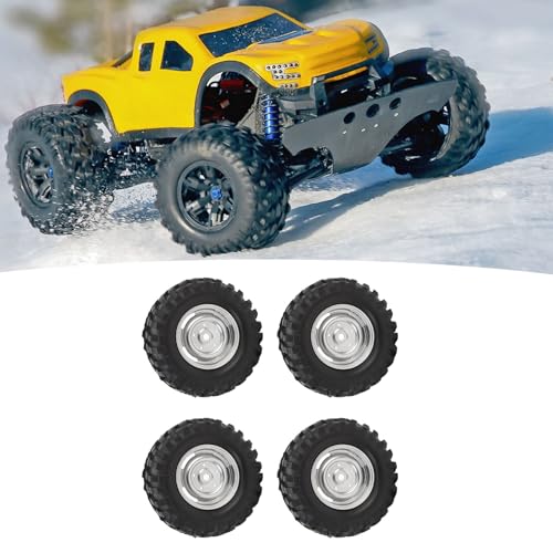 4PCS Rc Crawler Reifen 1,9 Zoll Gummi Rc Auto Reifen Universal Rc Reifen mit Kunststoff Felge für Axial 1/10 Skala Remote Rc LKW Auto (Silber) von Serlium