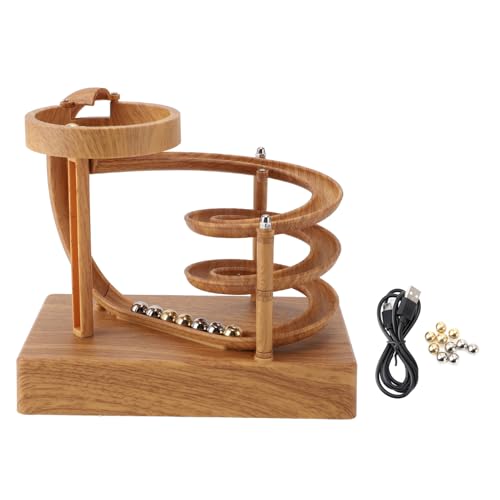 Kinetische Kunst Perpetual Motion Machine Ornament Schreibtisch Non Stop Rolling Ball Spielzeug Wissenschaft Physik Gadget Desktop-Dekoration Holzmaserung Silent Rolling Ball (Holzmaserung) von Serlium