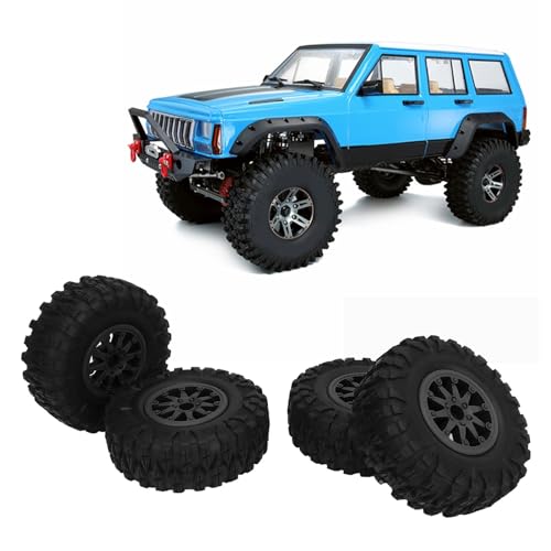 Serlium 4 Stück 2,2 Zoll RC-Crawler-Reifen mit Nylon-Dreiecksnabe RC-Autoreifen für Axial Scx10 90046 RC-Autoreifen für Gen8 Rc Crawler Off-Road-LKW-Automodellauto-Zubehör (Black) von Serlium