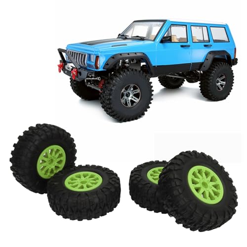 Serlium 4 Stück 2,2 Zoll RC-Crawler-Reifen mit Nylon-Dreiecksnabe RC-Autoreifen für Axial Scx10 90046 RC-Autoreifen für Gen8 Rc Crawler Off-Road-LKW-Automodellauto-Zubehör (Green) von Serlium