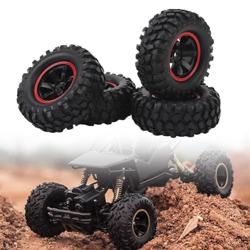 Serlium 4PCS Rc Autoreifen 1,9 Zoll Reifen Radnabe Gummi Starkes Griffmuster Radreifen 6 Löcher stoßfestes Rc Autoteil für Axial 1/10 Rc Crawler von Serlium