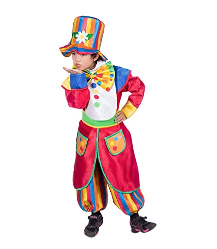 Seruna Clown-s Kostüm-e F138 Gr. 98-104, Kinder-Kostüme Zirkus klein-e Mädchen u. Jung-en Halloween Fasching-s Karneval-s Zauberer Geburtstags-Geschenk von Seruna