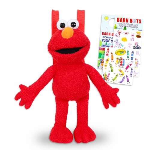 Elmo Plüsch-Set – Bündel mit 38,1 cm Elmo-Plüschpuppe mit Tragegurten plus Aufklebern, Tattoos, mehr | Sesame Street Geschenke für Kinder, Jungen, Mädchen von Sesame Street