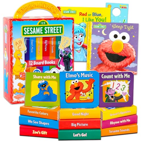 Sesame Street Board Books Set Toddlers Babies Bundle - Pack of 12 Chunky My First Library Board Book Block with Stickers | Elmo Books for Infants von Sesame Street