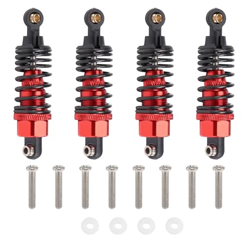 Sessleger Stoßdämpfer-Set aus Aluminiumlegierung, 4-teilig, für Upgrade-Teile für Autos TT-01 TT01 TT-02 TT02 1/10, ferngesteuert, Rot von Sessleger