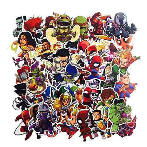 SetProducts Top Aufkleber! Set von 50 Superhelden Aufkleber - Premium Qualität - Vinyls Stickers Nicht Vulgär – Bomb, Graffiti, Superheld, Marvel, Spiderman- Anpassung, Scrapbooking, Bullet Journal von SetProducts