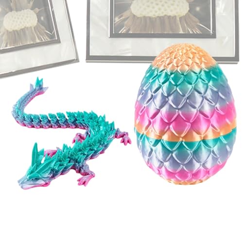 3D Gedruckter Drache In Ei, Voll Artikulierter Drachenkristalldrache, Artikulierter Dracheneispielzeug, Flexible Gelenke Home Decorutive Desk Toys, Home Office Decorutive Schreibtisch Spielzeug von Setauoo