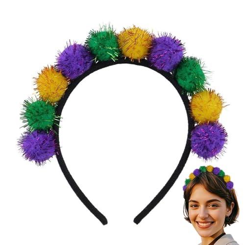 Setauoo Ball Stirnbänder für, Rainbow Pom Stirnband, Buntes Regenbogen -Pom -Stirnband, Cosplay -Modekopfschmuck, Haarverzierung, Kostümzubehör für Erwachsene Mädchen von Setauoo