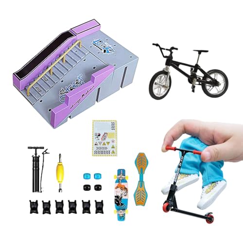 Setauoo Fingerbretter-Set | Fingerboards Skatepark mit Rampen | Tragbares Skateboard-Spielzeug mit Fingerfahrrad für und Mädchen, niedliches Fingerspielzeug zur Entwicklung der Fantasie von Setauoo