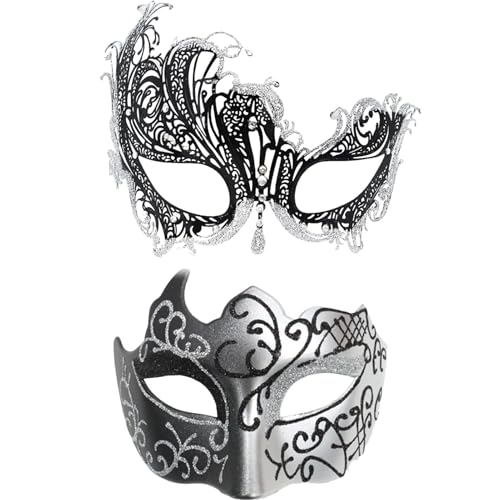 Setauoo Lace Masquerade Masque Retro Lace Blindfold Glitter Costume Masques Set Holiday Accessories for Stage Performance von Setauoo