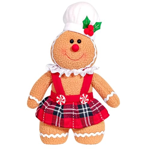 Setauoo Lebkuchenmann Gefüllte Plüschpuppe, Lebkuchenmann Christmas, Lebkuchenmann Puppe Mit Hut, Weihnachts Lebkuchenmann Deko, Lebkuchenmann Figur Deko Puppe Für Wohnzimmer, Schlafzimmer von Setauoo