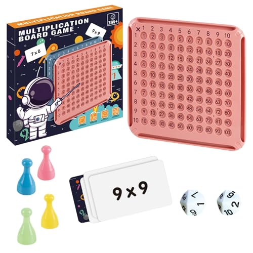 Setauoo Multiplikationsbrettspiel, Multiplikation Math Board - Holzzahlen Tischbrett,Interaktives Lernspielspielzeug für Kinder 8-12 Klassenzimmer von Setauoo