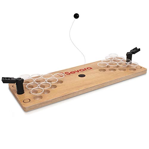 Sevara Mini Beer Pong Tisch mit 100 Becher und Ersatzteile als Spiel zum Karneval| Ideal für Feste, Partyspiel, Geschenkidee zum Geburtstag von Sevara