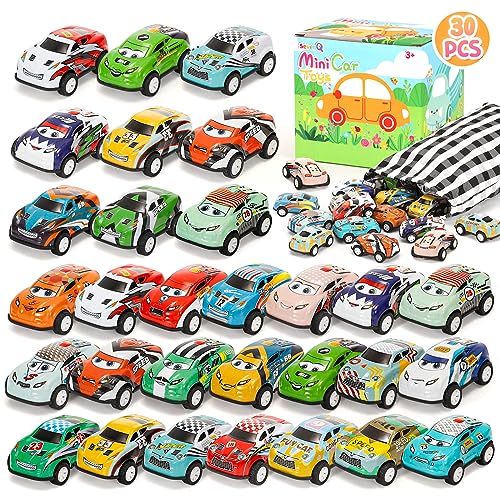 SevenQ Toy Cars for Kids Ages 4-8, 30Pcs Pull Back Cars Playses with Storage Bags, Race Car Party Favors for Toddler Boys Girls Treasure Box Prizes Rewards Mini Toys von SevenQ