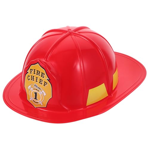 Sewroro 1 Stück Cosplay Feuerwehrmann Hut Erwachsener Feuerwehrmann Kostüm Helm Kunststoff Feuerwehrmann Helm Dress Up Roter Feuerwehrmann Helm Neuheit Feuerwehrmann Harthelm von Sewroro