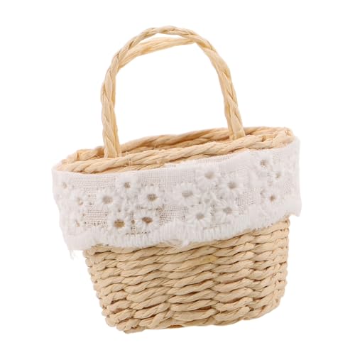 Sewroro Miniatur-handgefertigter Handkorb mit Griffen Kleines Handgewebtes Imitat-Rattan-blumenkörbchen für Puppenhaus-mikrolandschaft Vielseitiges Accessoire für Puppenszenen und Sewroro Miniatur-handgefertigter Handkorb mit Griffen Kleines Handgewebtes Imitat-Rattan-blumenkörbchen für Puppenhaus-mikrolandschaft Vielseitiges Accessoire für Puppenszenen und von Sewroro