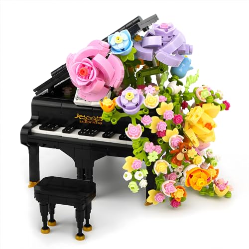 Seyaom Leuchtendes Klavierstrauß-Mikro-Baustein-Set, Immoral Flower Piano Mini-Bauset für Erwachsene, Jungen, Mädchen ab 10 Jahren (841 Teile) von Seyaom