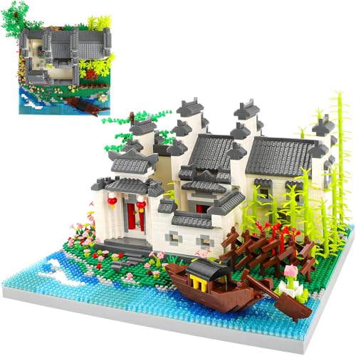 Seyaom Light-Up Watertown Micro Bricks Kit südlich des Jangtse-Flusses, chinesische Bausteinarchitektur, Hausbauset für Erwachsene, Jugendliche ab 14 Jahren, 3668 Teile von Seyaom