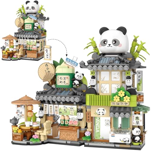 Seyaom Panda Tea Shop Mini Building Blocks, Street View Building Blocks Model Set, Construction Brick Toy, MOC Creative Toy for Children and Adults von Seyaom