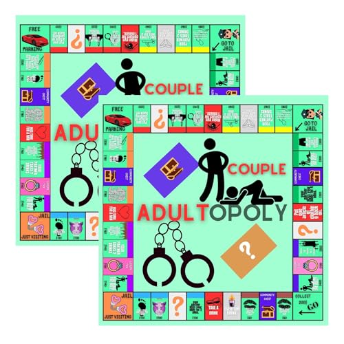 Adultopoly-Brettspiel, Paar-Brettspiel, Paarspiele for Erwachsene, Brettspiel for Paarspieleabende, Paarspielkarten, Brettspiel-Requisiten, Beziehungskartenspiel, Gesprächskarten for Paare(2set) von Seymal