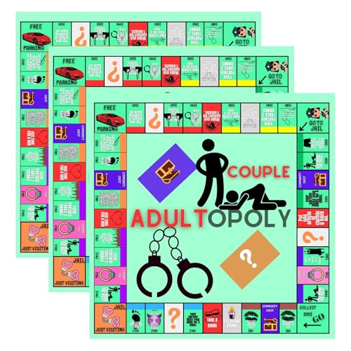 Adultopoly-Brettspiel, Paar-Brettspiel, Paarspiele for Erwachsene, Brettspiel for Paarspieleabende, Paarspielkarten, Brettspiel-Requisiten, Beziehungskartenspiel, Gesprächskarten for Paare(3set) von Seymal