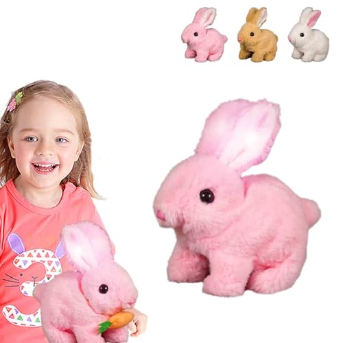 Bunby – Mein Realistischer Hase, Vitality Bliss Stoffhase Mit Geräuschen Und Bewegungen, Hüpfender Hase, Interaktives Elektronisches Haustier, Plüschhasenspielzeug, Realistisches Hasen-Stofftier(Pink, von Seymal