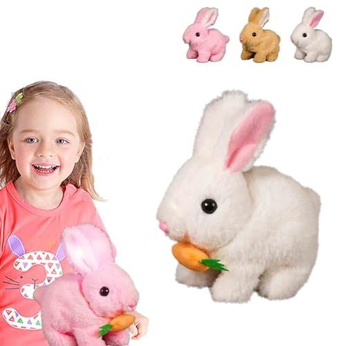 Bunby – Mein Realistischer Hase, Vitality Bliss Stoffhase Mit Geräuschen Und Bewegungen, Hüpfender Hase, Interaktives Elektronisches Haustier, Plüschhasenspielzeug, Realistisches Hasen-Stofftier(White von Seymal