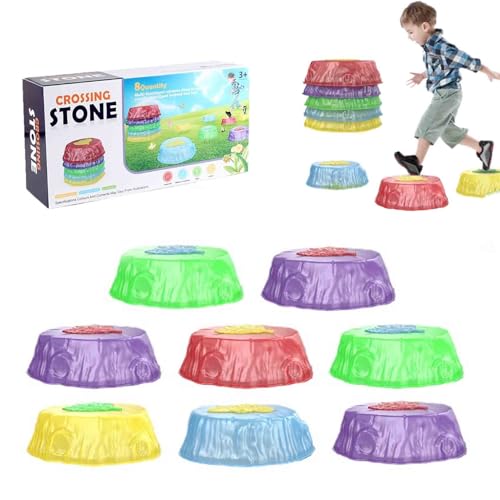 Seymal Beleuchtete Musikalische Trittsteine, Trittsteine ​​für Kinder, Musikalisches Beleuchtetes, Rutschfestes Tritt-Balance-Stein-Set Mit LED, Sensorisches Spielzeug Für Kinder(8pcs) von Seymal