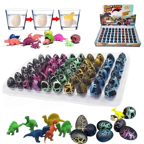 Seymal Magisches Ausbrüten wachsender Dinosaurier-Eier zu Ostern, 24/60 Dinosaurier-Eier, die im Wasser schlüpfen, Dinosaurier-Ei mit Wissenschafts-Kits mit Rissen (Schwarz,24pcs) von Seymal