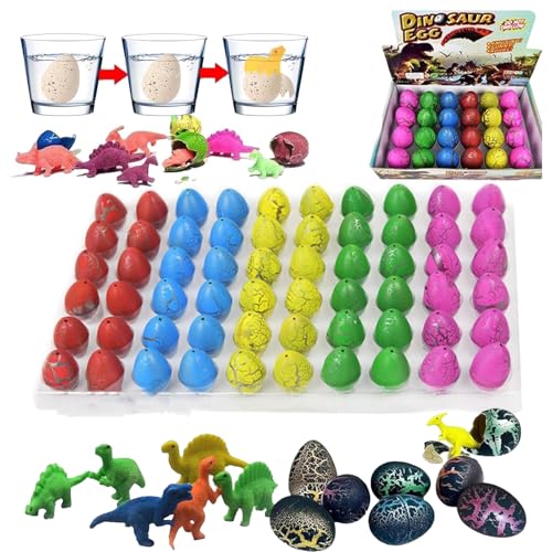 Seymal Magisches Ausbrüten wachsender Dinosaurier-Eier zu Ostern, 24/60 Dinosaurier-Eier, die im Wasser schlüpfen, Dinosaurier-Ei mit Wissenschafts-Kits mit Rissen Multi-Colored,24pcs von Seymal