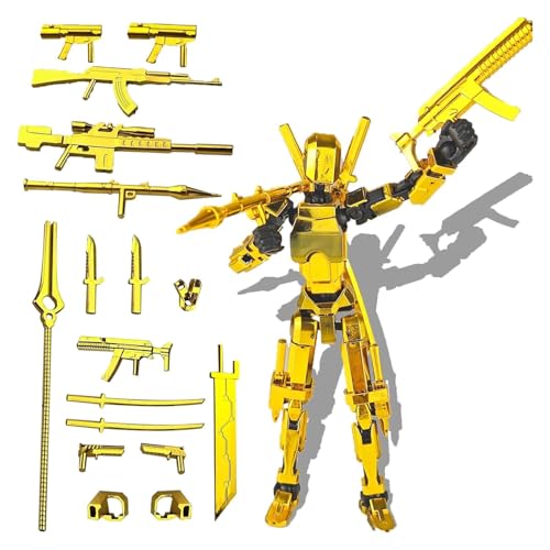 T13-Actionfigur, 3D-gedruckte T13-Actionfigur mit magnetischer Absaugung, Dummy13-Set mit magnetischer Actionfigur, DIY-Ständer for Actionfiguren, Mehrgelenkroboter N13, bewegliche Actionfigur(Yellow) von Seymal