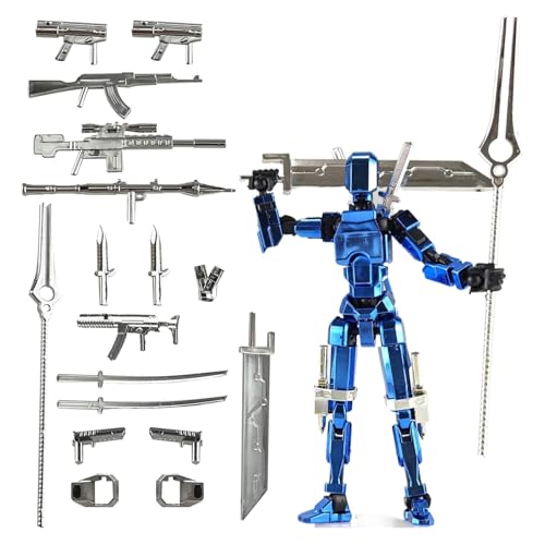 T13-Actionfigur, 3D-gedruckte T13-Actionfigur mit magnetischer Absaugung, Dummy13-Set mit magnetischer Actionfigur, DIY-Ständer for Actionfiguren, Mehrgelenkroboter N13, bewegliche Actionfigur(Blue) von Seymal