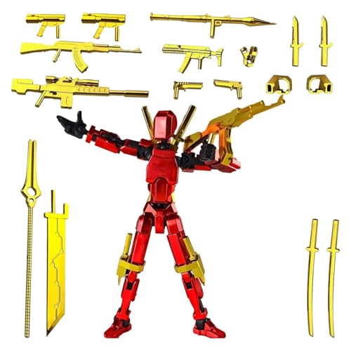 T13-Actionfigur, 3D-gedruckte T13-Actionfigur mit magnetischer Absaugung, Dummy13-Set mit magnetischer Actionfigur, DIY-Ständer for Actionfiguren, Mehrgelenkroboter N13, bewegliche Actionfigur(Red) von Seymal