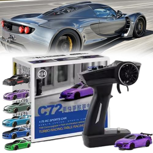 Thrill Turbos Rc Car, Maßstab 1:76 Drift Rc Car Thrill Drift Rc Car Mini mit Gyro, 2,4 GHz Thrill Turbo's Fernbedienung, Drifty Boyz Rc Car Mini, DIY-Muscheln, Typ-C-Lade-Thrill Turbos(Purple B) von Seymal