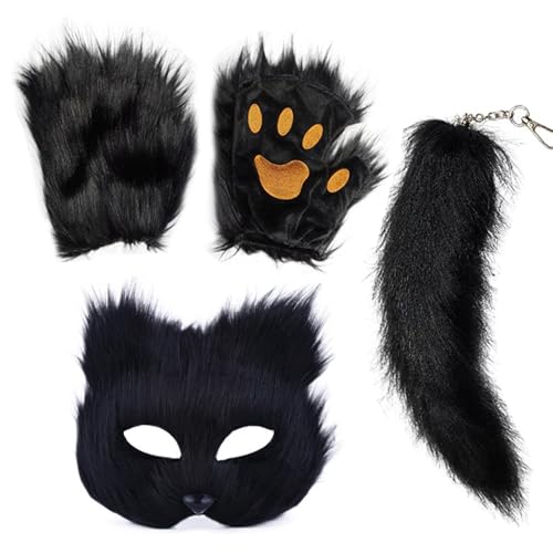 Seyrnicay Animal Maskerade Masque - Cosplay Gesichtsbedeckung mit Schwanz und Handschuhen | Halloween Maske für Karneval Maskerade Bühnenauftritt von Seyrnicay