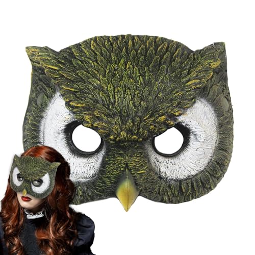 Seyrnicay Face Cover Halloween, Kinder Eule Gesichtsbedeckung, PU Urlaub Eule Maske, Tiermuster Cosplay Requisiten für Halloween Maskerade von Seyrnicay