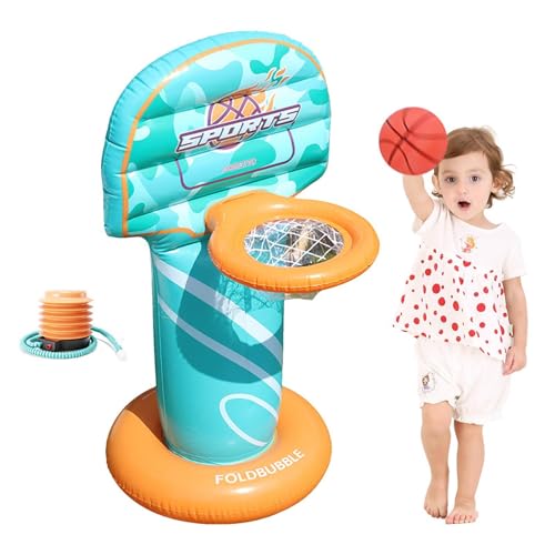 Sghtil Aufblasbares Basketballnetz, schwimmender Pool -Basketball -Hoop - Kinder schwimmende Torbox,Multifunktionales Swimmingpool -passendes Spielzeug, Außenwasserspiel für heiße Sommertage von Sghtil