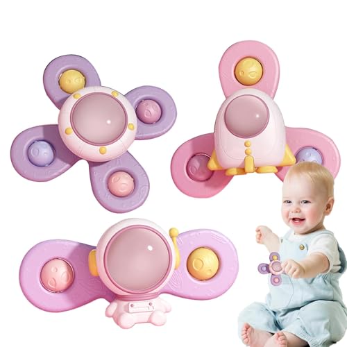 Sghtil Baby Spinner mit Saugnäpfeln, Saugnäpftassen -Spinner für Babys | -sensorische Rotatable Fidget,Cartoon Space Theme Saugnapfspinner Spielzeug für und Mädchen von Sghtil