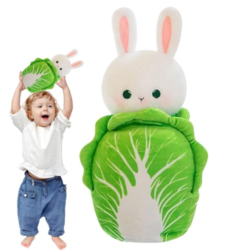 Sghtil Bunny Animal Plüschpuppe, gefüllter Kaninchenplüschspielzeug - Weiche Plüschkohl Kaninchen -Figur,Entzückende Tierbasenpuppe für Wohnzimmer, Schlafzimmer, Auto, Sofa, Couch von Sghtil