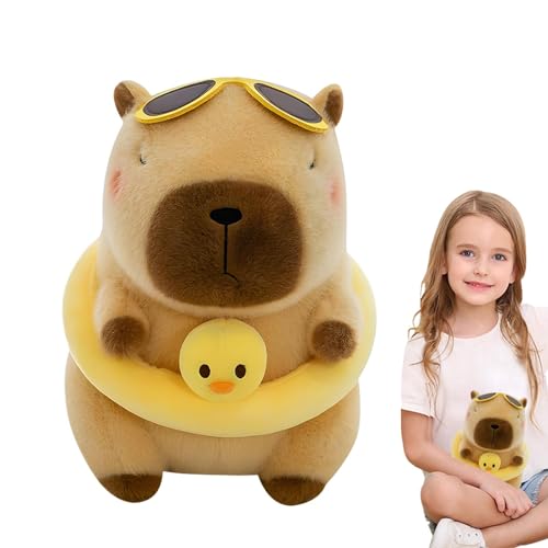 Sghtil Capybara Plüschtier, Capybara, niedliches Capybara mit Plüsch-Spielzeug, Schwimmring | lustiges Plüschpuppenspielzeug 24 cm / 9,4 Zoll, weiches und von Sghtil