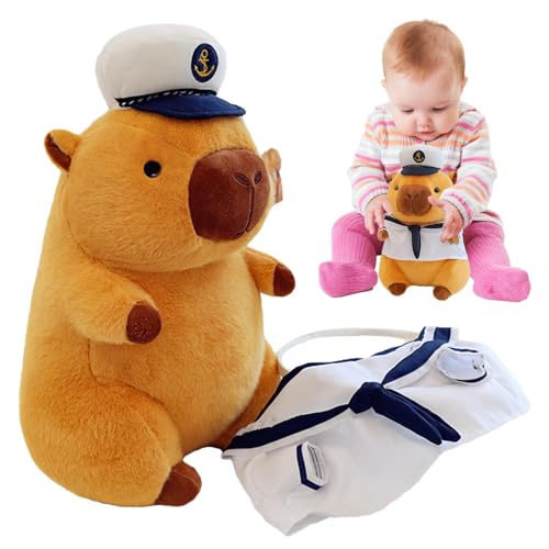 Sghtil Capybara-Tipps, Capybara-Plüschtier | niedliches Plüschtier Navy Sailor Suit Capybara, weiche und bequeme Plüschpuppe, Capybara-Dekor für Freunde, Schlafzimmer, von Sghtil