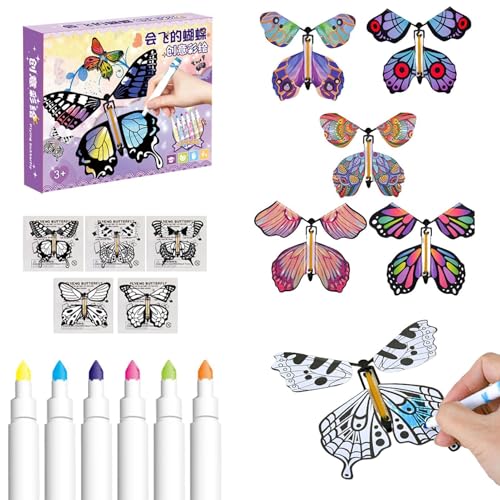 Sghtil Fliegender Schmetterling Schmetterlings-Bastelset, fliegendes Schmetterlingsspielzeug,Gummiband-betriebene Aufzieh-Schmetterlings-Spielzeugkarte | Schmetterlings-Zauberkarten zum Aufziehen, von Sghtil