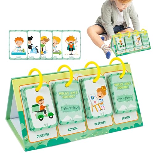 Sghtil Frühschullernkarten, Actionwörter Flash -Karten,Kid's Action Cognition English Learning Cards | Tragbares Design Desktop -Spielzeug für Kindertag, Geburtstag, Weihnachten von Sghtil